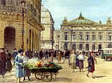 The Flower Seller Place De L'Opera Paris by Victor Gabriel Gilbert